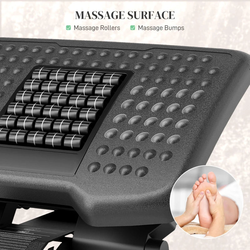 Three-Level Adjustable Multi-Angle Footrest Massager - Ergonomic Black Design for Ultimate Comfort and Relaxation