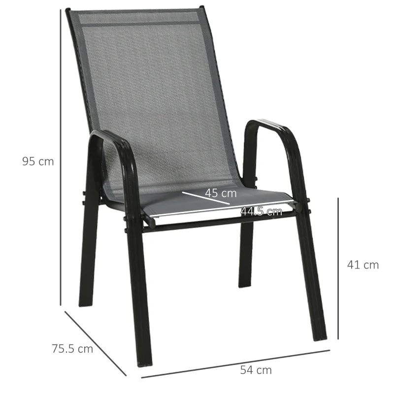 Dark Grey Stackable Outdoor Dining Chairs Set of 4