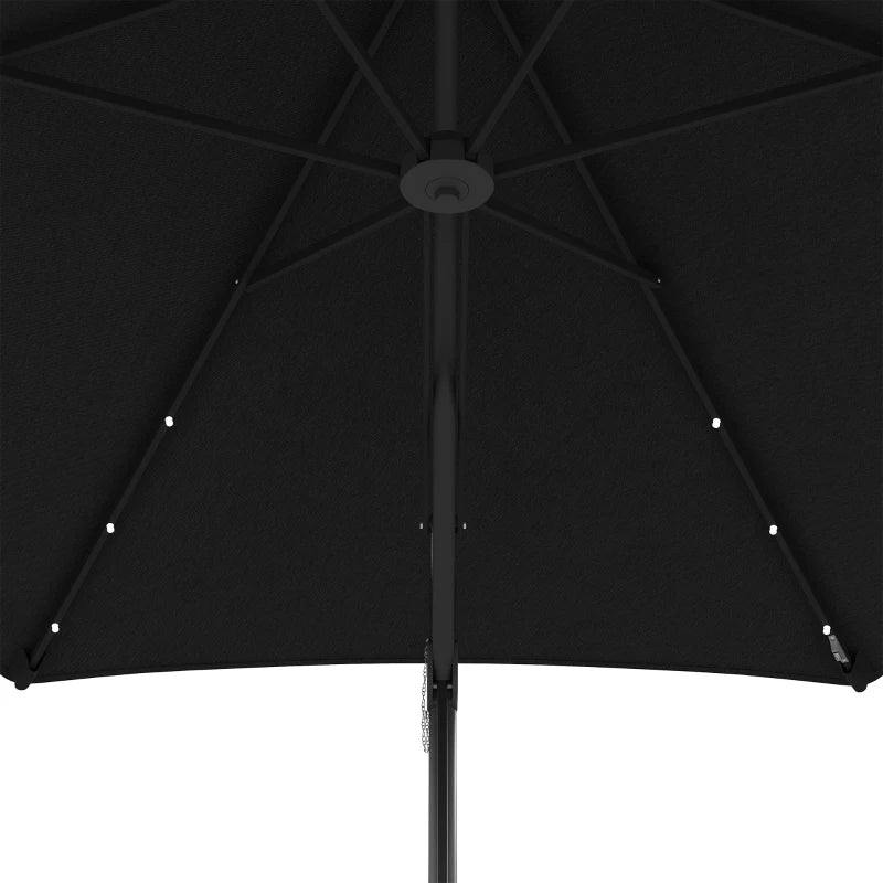 Black Cantilever Umbrella parasol with Solar LEDs