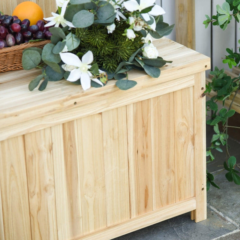 Outdoor Wood Storage Bench - Natural Finish