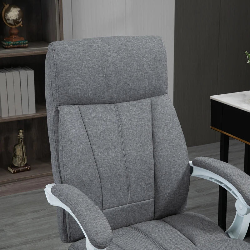 Vinsetto Ergonomic Office Chair with 155° Recline, Adjustable Height, Footrest & Swivel Wheels - Grey Fabric Study Chair