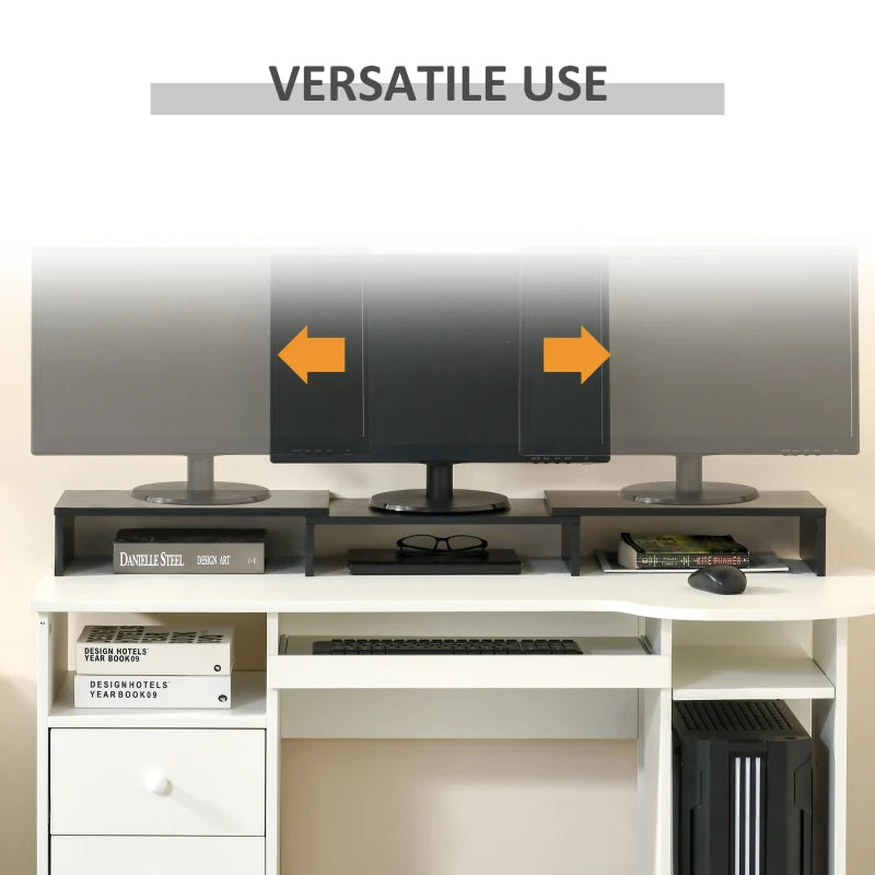 Vinsetto Adjustable Dual Monitor Stand Riser - Ergonomic Screen Elevation for Laptop, PC, Printer, TV - Black