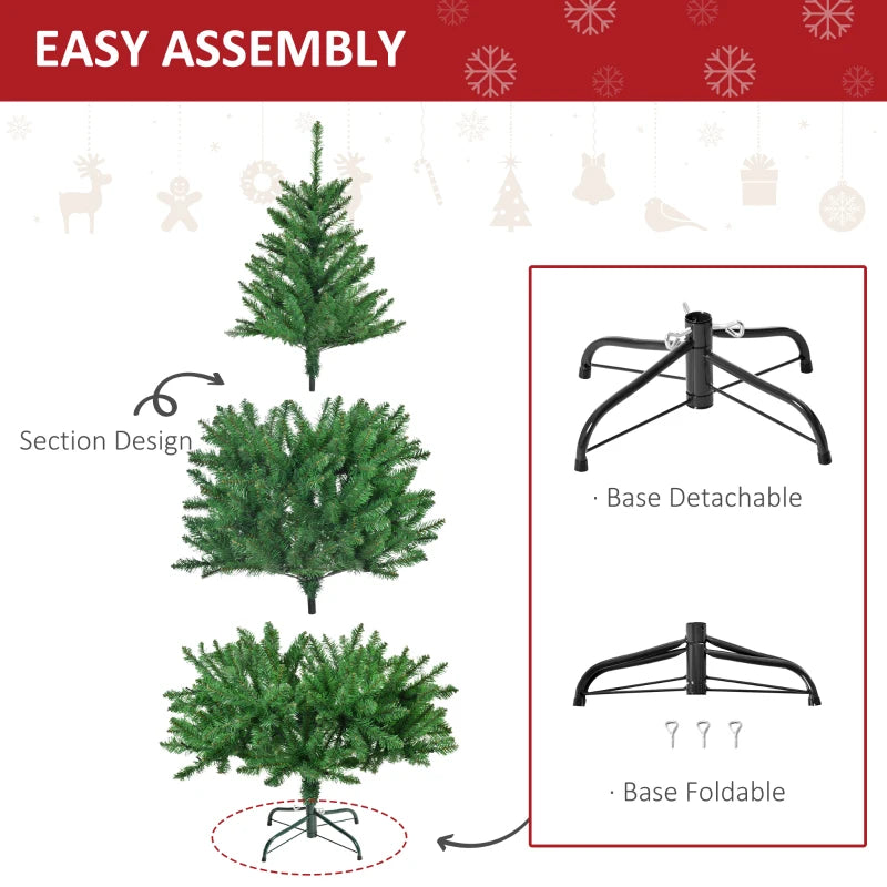 5FT Green Christmas Tree with Warm White LED Lights - Perfect Holiday Home Decoration for Festive Cheer