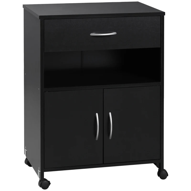 Vinsetto Mobile Printer Stand with Storage Drawer & Open Shelf - Home Office Cabinet, 60cm x 39cm x 80cm, Black