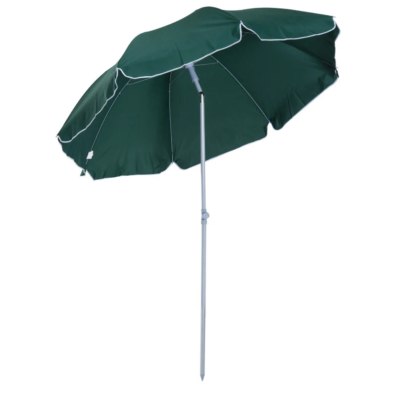 Green 2.2m Portable Beach Umbrella with Tilting Function