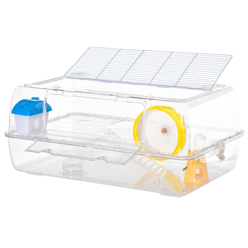 2-Tier Hamster Cage with Running Wheel, Water Bottle & Food Dish - Ideal Gerbil Habitat for Happy Pets