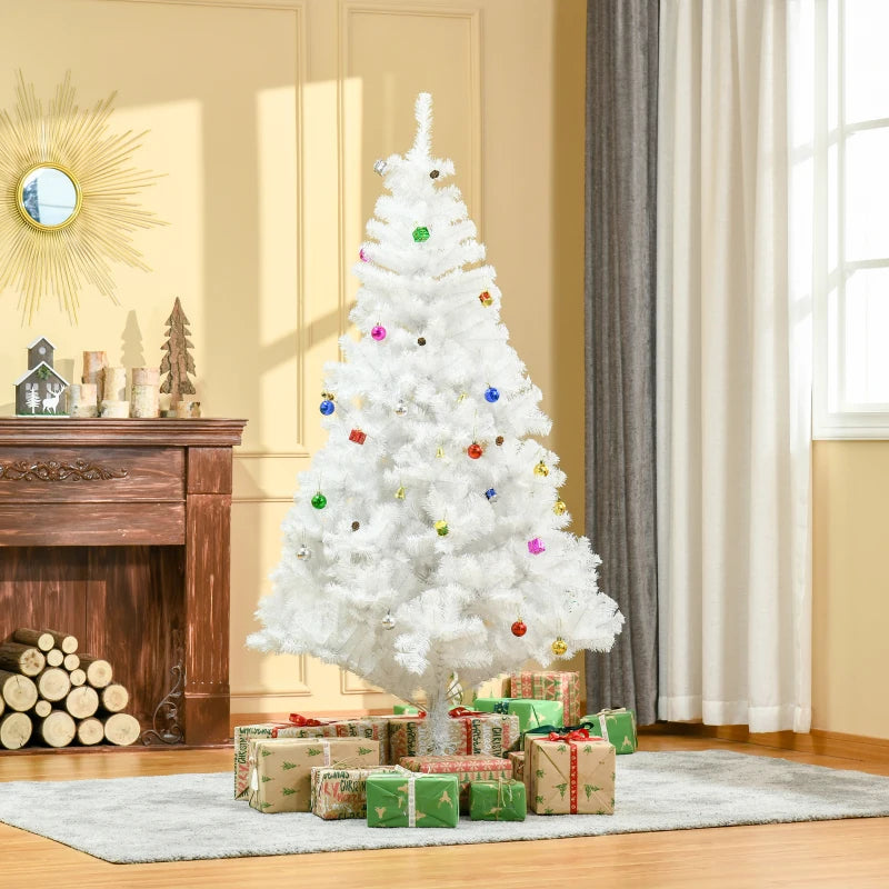 6ft Elegant White Snow Artificial Christmas Tree with Metal Stand - Seasonal Home Decorations for Holiday Cheer