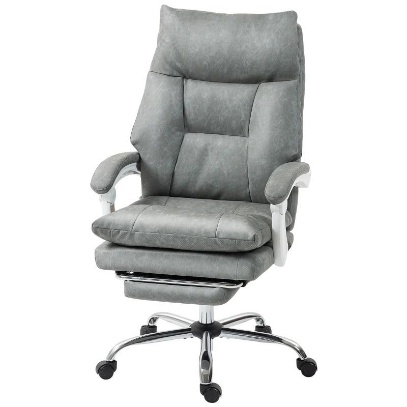 Ergonomic Faux Leather Office Chair with Inflatable Lumbar Support - Stylish Grey Design for Ultimate Comfort