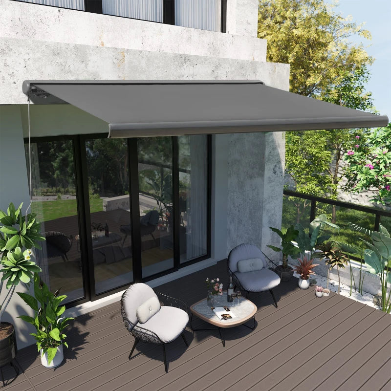 3m x 2.5 m Light Grey Electric Retractable Awning with Remote Controller - Aluminium Frame UV50+ Sun Shade Canopy