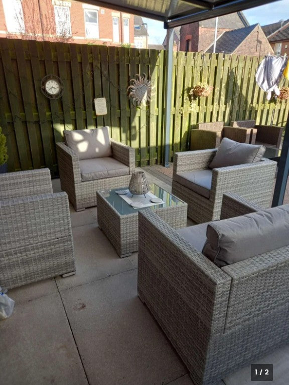 Light Grey Single Seater Rattan Chair with Padded Cushions