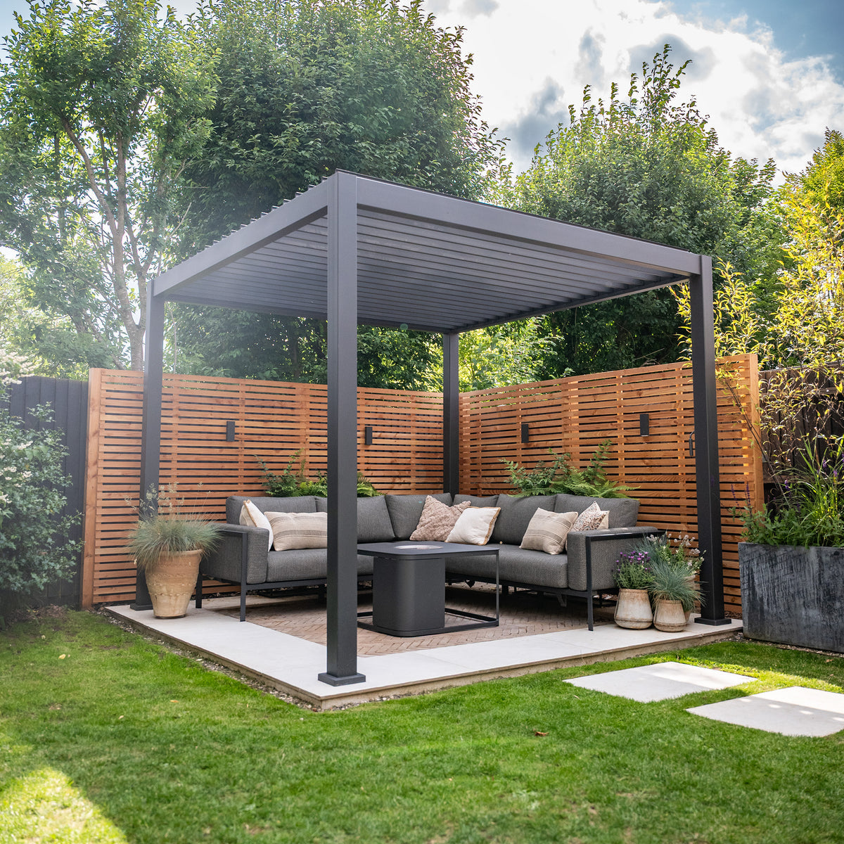 Larch Slatted Horizontal Fence Panels - Premium Timber Modern Garden Fencing