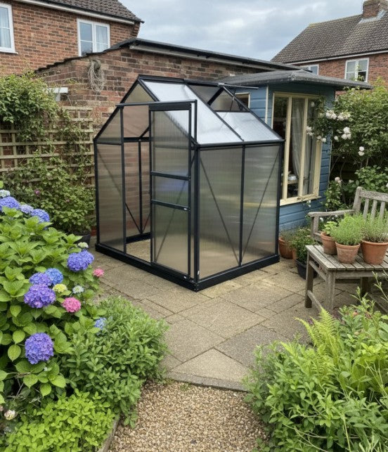 Grey 6ft x 4ft Polycarbonate Greenhouse With Aluminium Frame