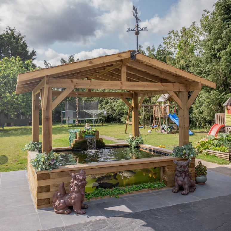 Ruby Wooden Apex Gazebo with Treated Featheredge Roof & Overhang - Premium Garden Gazebo
