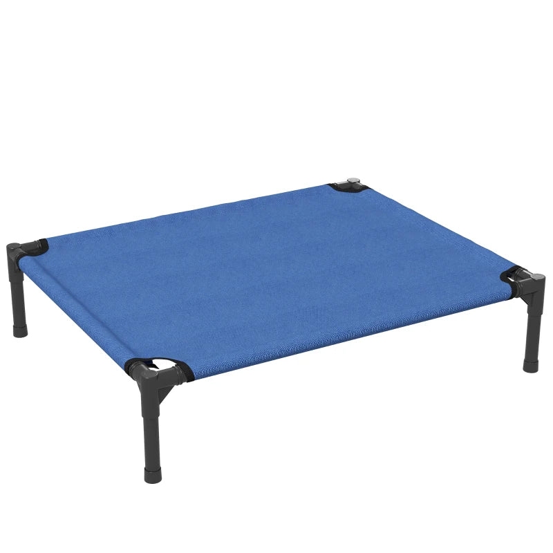Elevated Dog Bed for Cats & Dogs - Portable Medium Camping Bed with Metal Frame - Blue Color