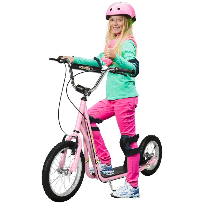 Pink Kids Scooter for Teens - 16" Front Wheel, Adjustable Handlebar, Dual Brakes & Kick Stand - Ages 5+