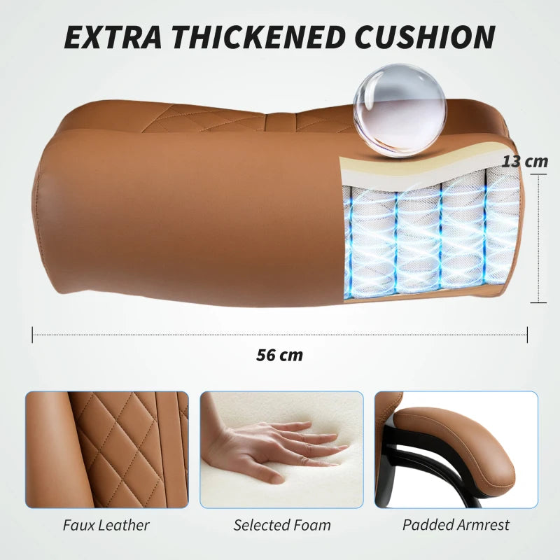 Light Brown Spring Padded Faux Leather Office Chair - Ergonomic Design for Comfort and Style in Home or Office