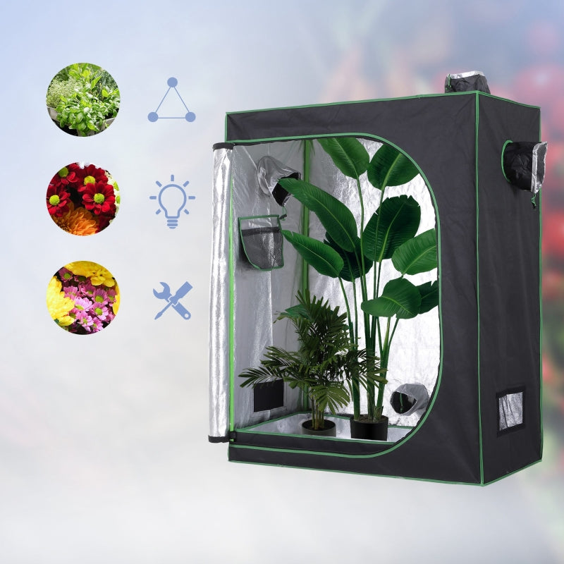 Indoor Hydroponic Grow Tent - Black, 120x60x150cm