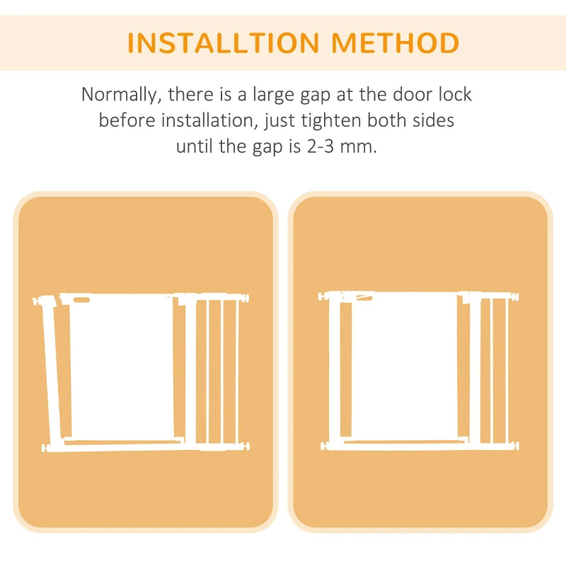 Pet Safety Gate for Doorways & Staircases - Adjustable 75-103cm with Extensions Kit - White Color, Ideal for Hallways