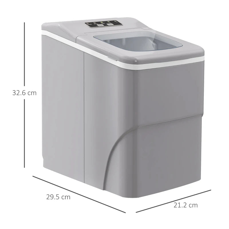 12kg Countertop Ice Cube Maker Machine with Scoop - Silver-Tone, Perfect for Home Bars and Parties