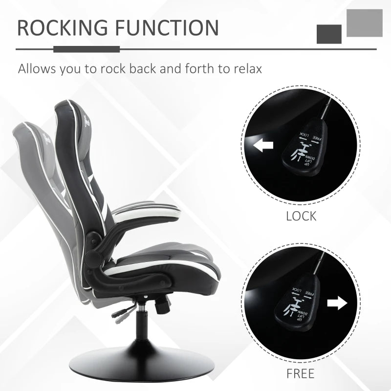Vinsetto Ergonomic Gaming Chair - Adjustable Height, Swivel Base, PVC Leather - Black Home Office Desk Chair