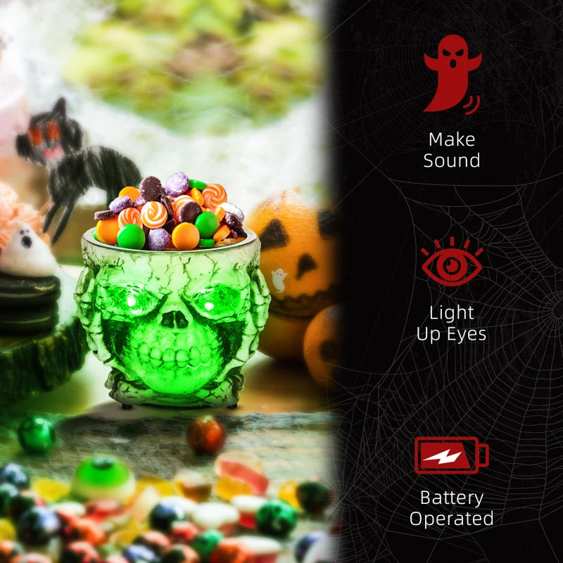 14cm Skeleton Candy Bowl - Light Up Eyes & Sound Effects - Halloween Outdoor Decoration & Prop for Haunted House