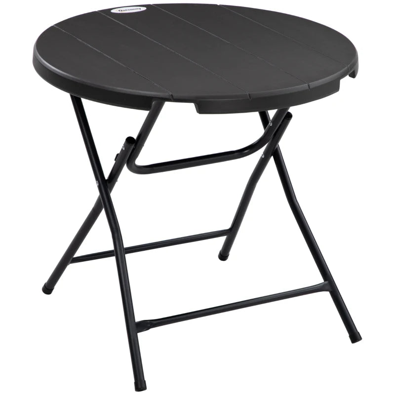 Dark Grey Foldable Round Outdoor Dining Table for 4, 80 x 80 x 73 cm
