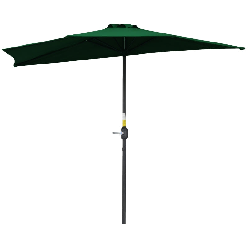 Green 3m Half Round Patio Umbrella with Crank Handle - No Base