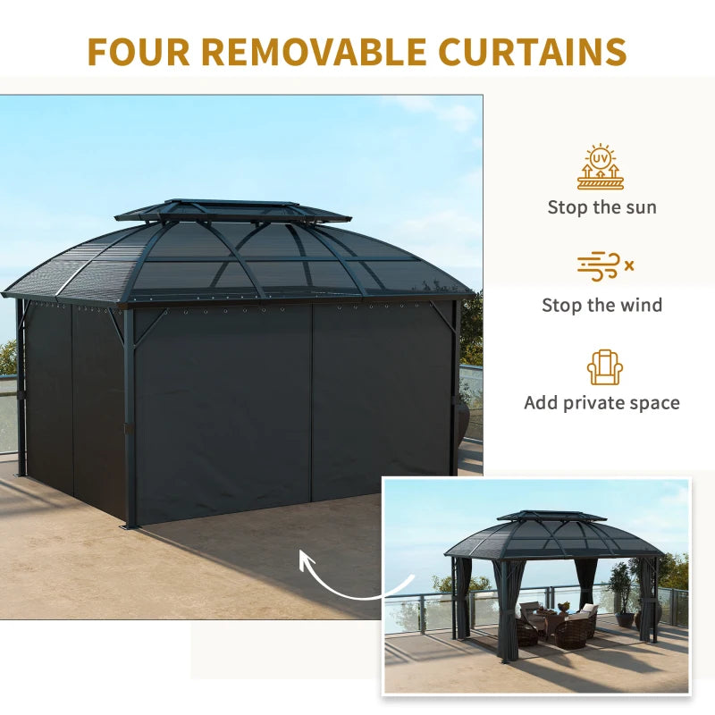 Black Aluminium Framed 4m x 3m Hard Top Gazebo