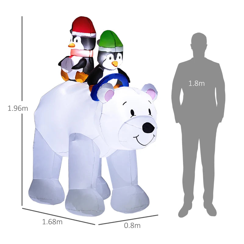 6.4ft Inflatable Polar Bear & Penguin Christmas Decoration - Festive Holiday Yard Inflatable for Outdoor Display