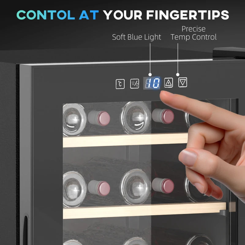 41 Bottle Wine Fridge - 91L Freestanding Cooler with Glass Door, LED Light, Digital Touch Control, Black