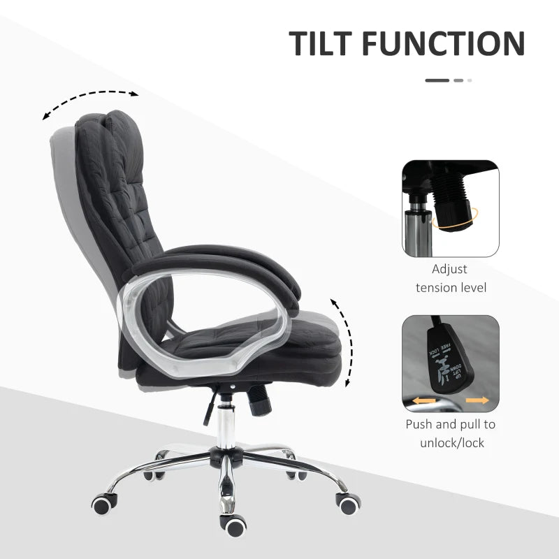 Ergonomic Executive Office Chair - Height Adjustable, Comfortable Fabric Desk Chair for Home Office - Stylish Black Design