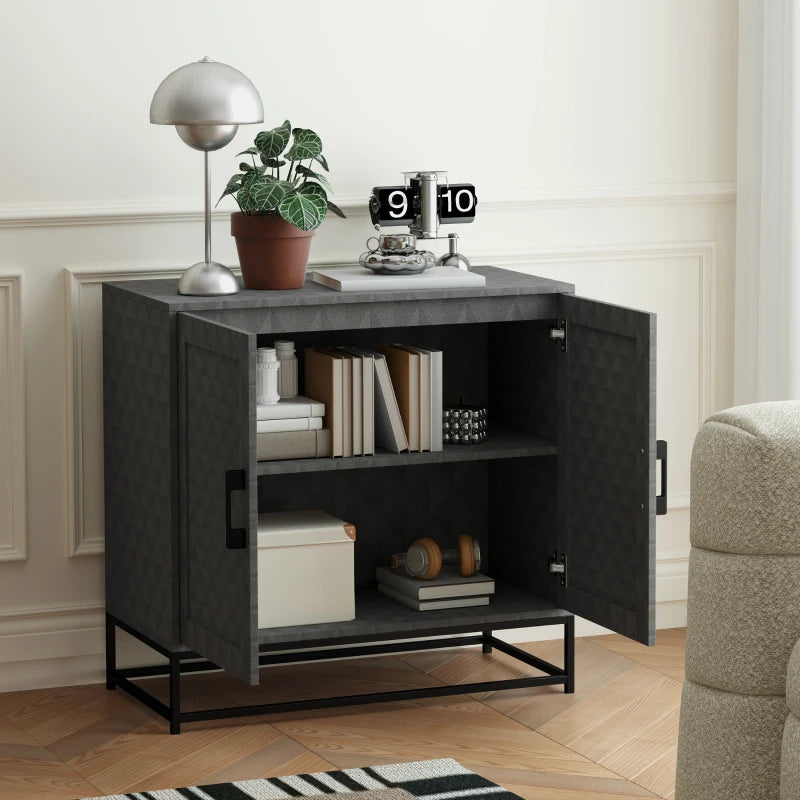Modern Freestanding Sideboard Storage Cabinet with Adjustable Shelf and Double Doors for Living Room Grey