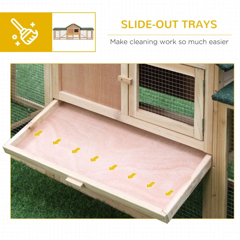 Large Outdoor Wooden Rabbit Hutch with Run - 2 Storey Guinea Pig House, 210 x 45.5 x 84.5 cm