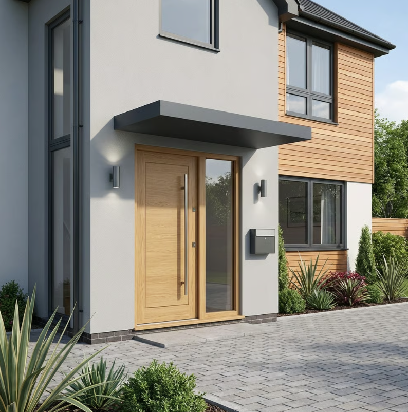 200x90cm Aluminium Canopy With LED Light Strip - Anthracite Grey