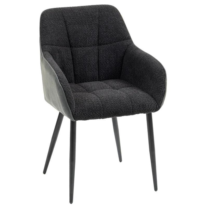 Stylish Upholstered Accent Chair with Foot Pads, Chenille Fabric Front and PU Back for Living Room or Bedroom