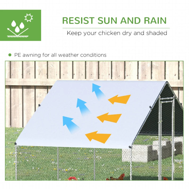 Galvanised Walk-in Chicken Coop & Rabbit Hutch - 3x2x2m Poultry House with Water-Resistant Cover for Garden