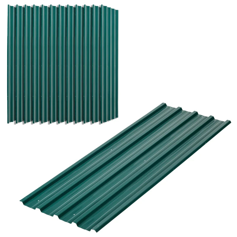 Green Galvanised Metal Roofing Sheets - Pack of 12 (129 x 45cm)