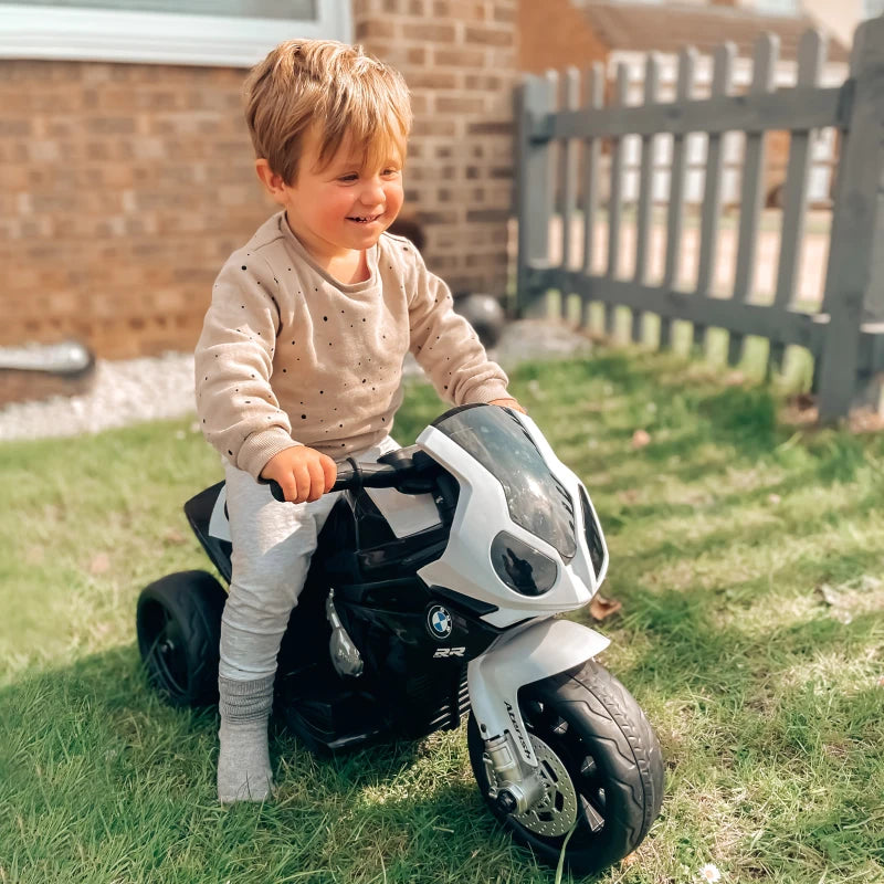 Electric Kids Ride On BMW Motorbike with Headlights Music 6V Black Toy Vehicle