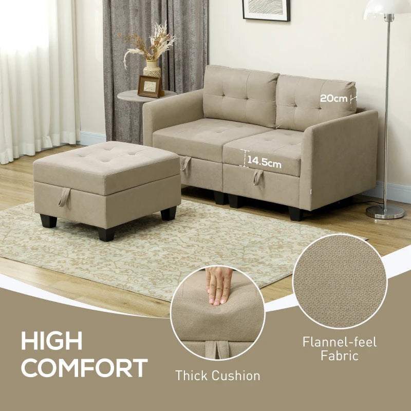 Light Brown 'L' Shape Modular Storage Sofa for Stylish Living Room Organisation