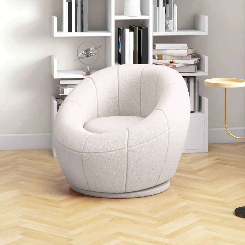 Stylish Swivel Upholstered Accent Chair for Living Room, Bedroom or Home Office in White