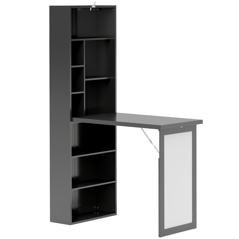 Modern Black Three-Part Work Desk with Storage and Writing Board - Stylish Home Office Furniture for Productivity