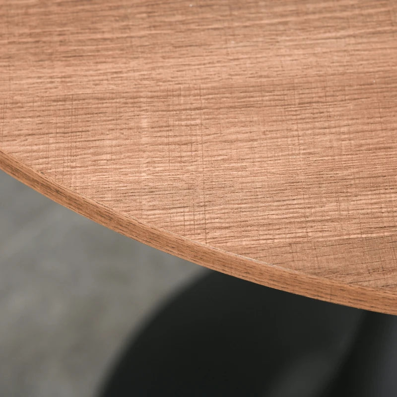 Modern Round Dining Table - Stylish Leisure Coffee Bistro Table with Metal Base for Kitchen & Dining Room - Brown Finish