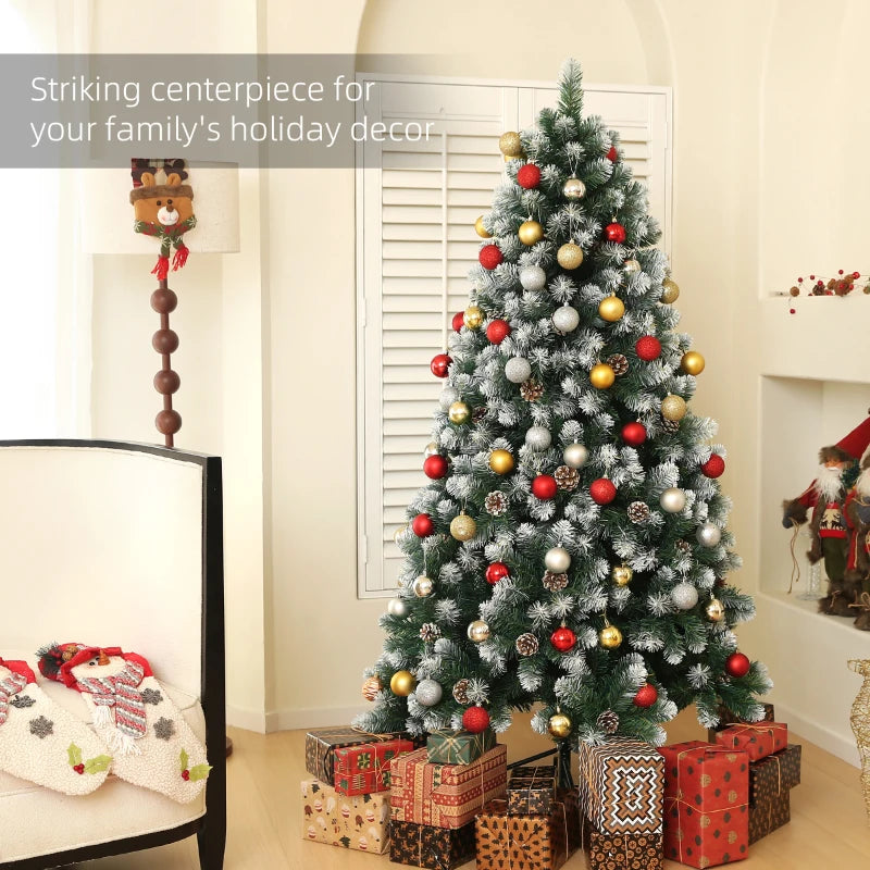 6ft Snow-Dipped Artificial Pine Christmas Tree - Realistic Holiday Decor for Festive Home Decoration