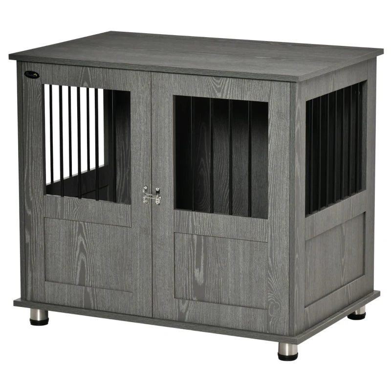 Dog Crate Table for Medium & Large Dogs - Indoor Use, Magnetic Door, 85x55x75 cm, Stylish Grey Design