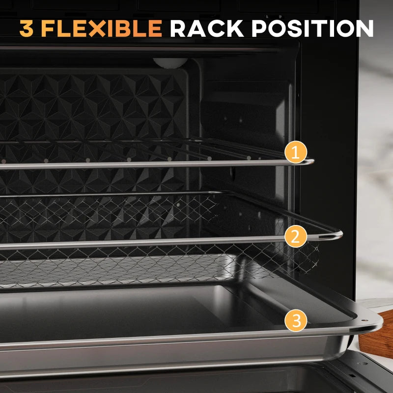 90-230 Mini Convection Oven with Air Fry Function - Compact Black Kitchen Appliance for Healthy Cooking