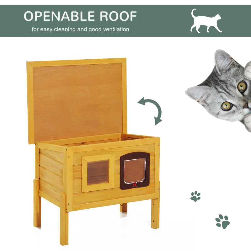 Garden Wooden Cat House - Outdoor Kitty Shelter with Waterproof Roof, Door & Window - Perfect Pet Play Home & Hide Cage