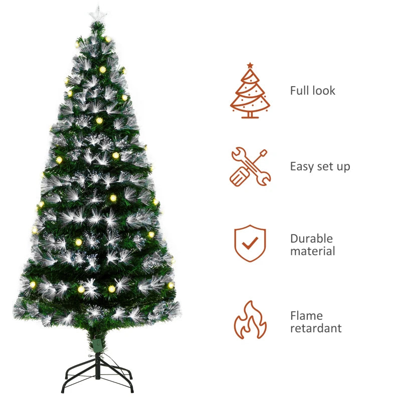 6ft Pre-Lit White Artificial Christmas Tree with 230 LEDs & Star Topper - Full Bodied Seasonal Decoration for Home