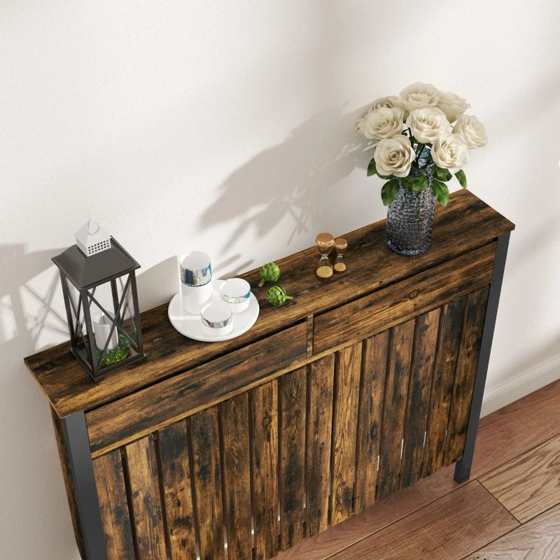 Rustic Style 93 x 119cm Radiator Cover in Brown and Black Finish
