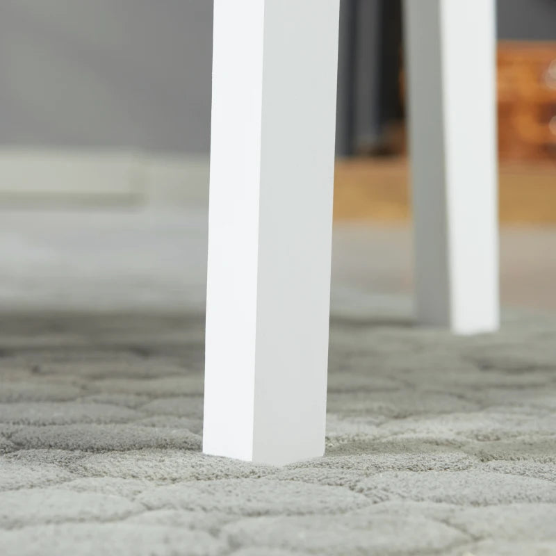 Set of 4 White Dining Chairs with Slat Back, Pine Wood Kitchen Chairs for Living Room & Dining Room