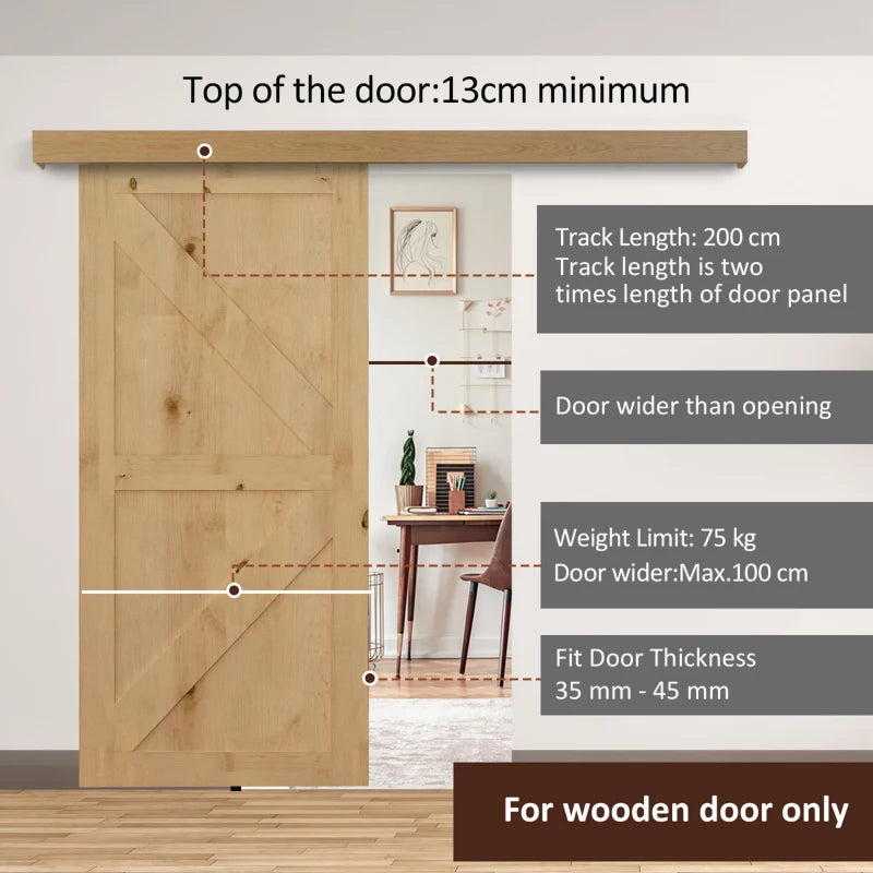 Sliding Barn Door Hardware Track Kit - 6.5ft / 2m